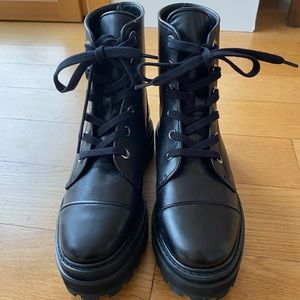 NEW Schutz Maylova Black Leather Combat Boot Size 6.5